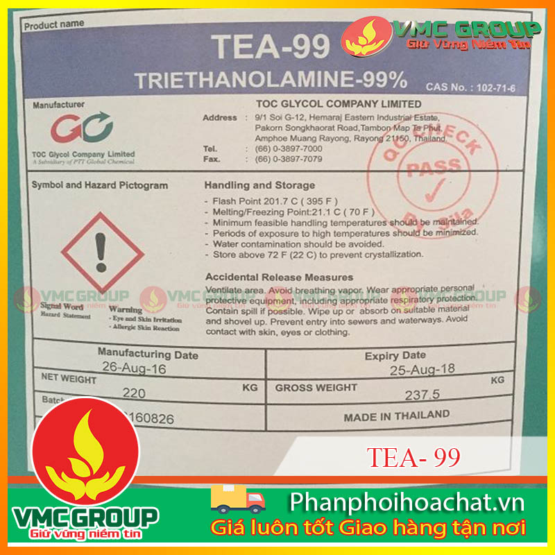 Mua Triethanolamine (TEA) ở đâu đảm bảo chất lượng? Mua Triethanolamine (TEA) ở đâu đảm bảo chất lượng?