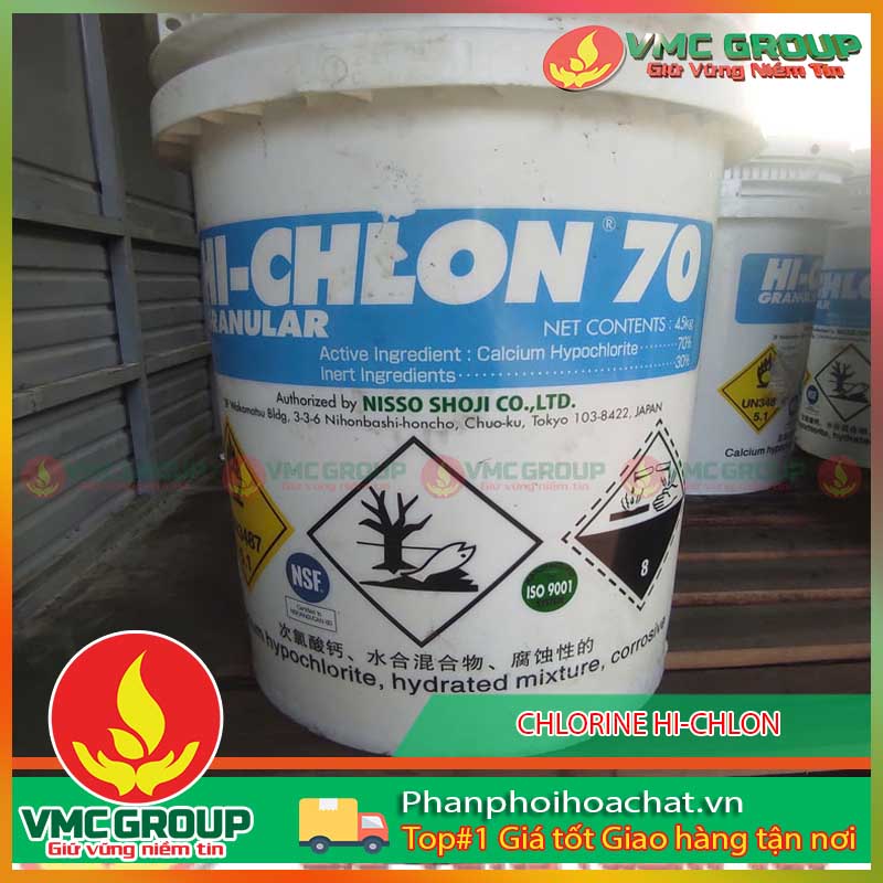 CHLORINE HI-CHLON Ca(OCl)2 70% NHAT BAN THUNG 45KG